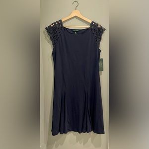 Lauren Ralph Lauren Lace-Sleeve Rib-Knit Dress-Size‎ XL-New with Tags
